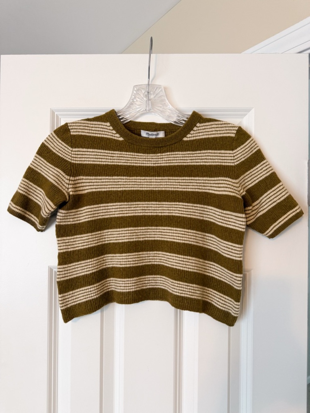 Madewell Striped Cropped Short Sleeve Sweater